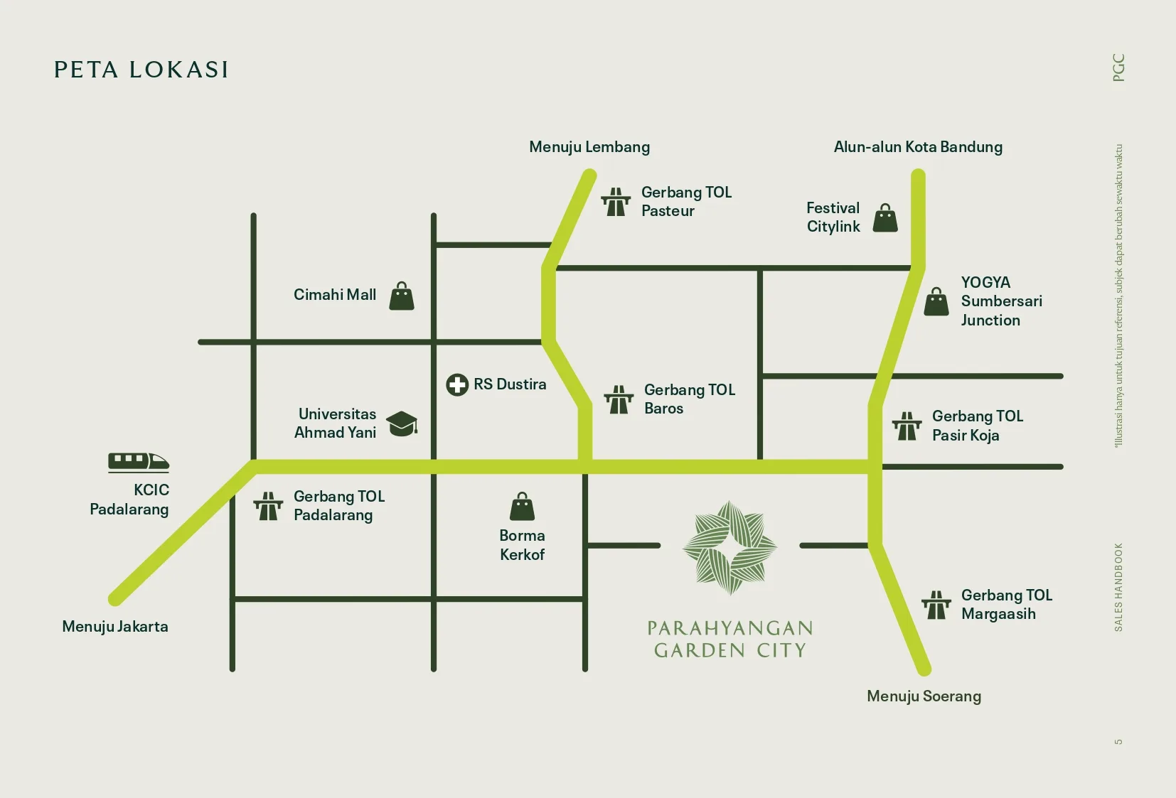 Peta lokasi Parahyangan Garden City dan akses tol di sekitarnya