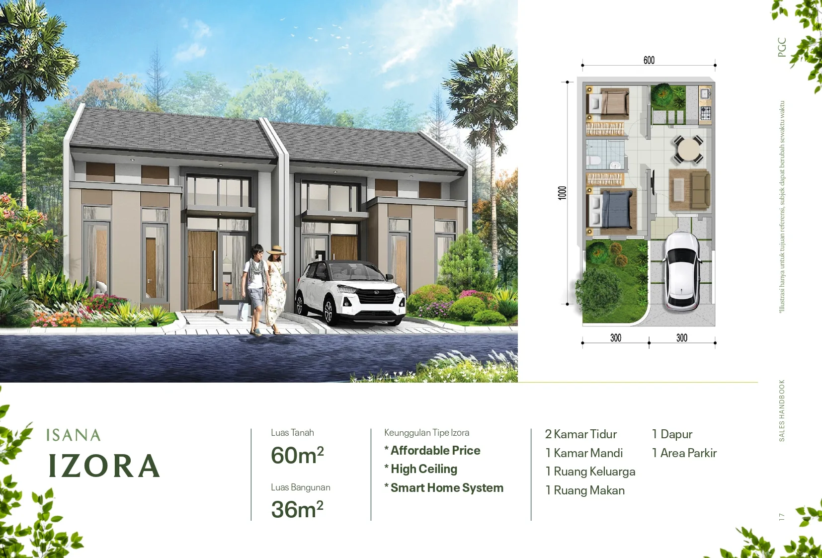 Tampak depan rumah tipe Izora